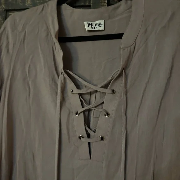 Show Me Your Mumu Thatcher Tie Top Tunic Brown Lace-Up Boho Hippie X-Small - Picture 3 of 5